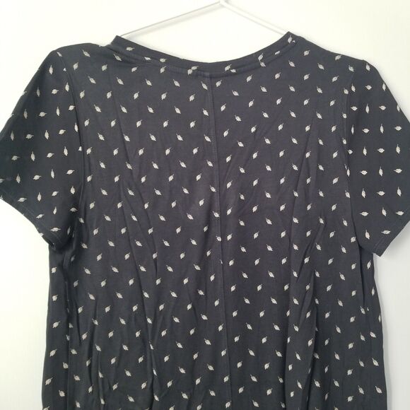 Loft Navy Blue Leaf Print Blouse size XS - Picture 6 of 8